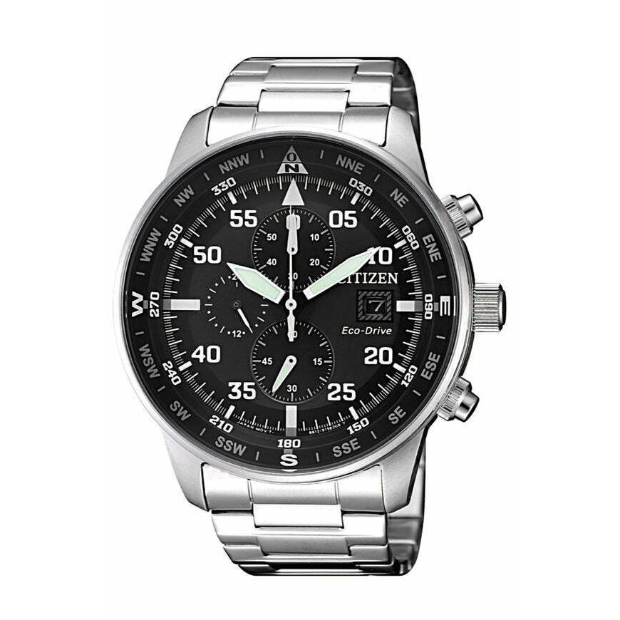 Citizen Men`s Aviator Chronograph Black Dial Eco-drive Watch - CA0690-88E - Dial: Black