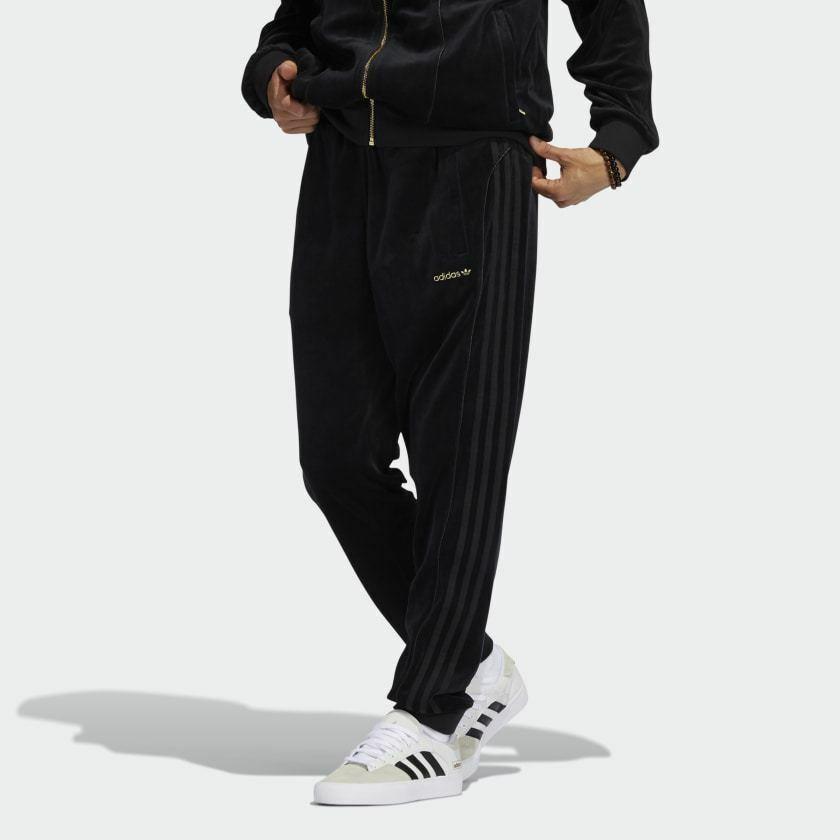 adidas 3 stripe velour tracksuit