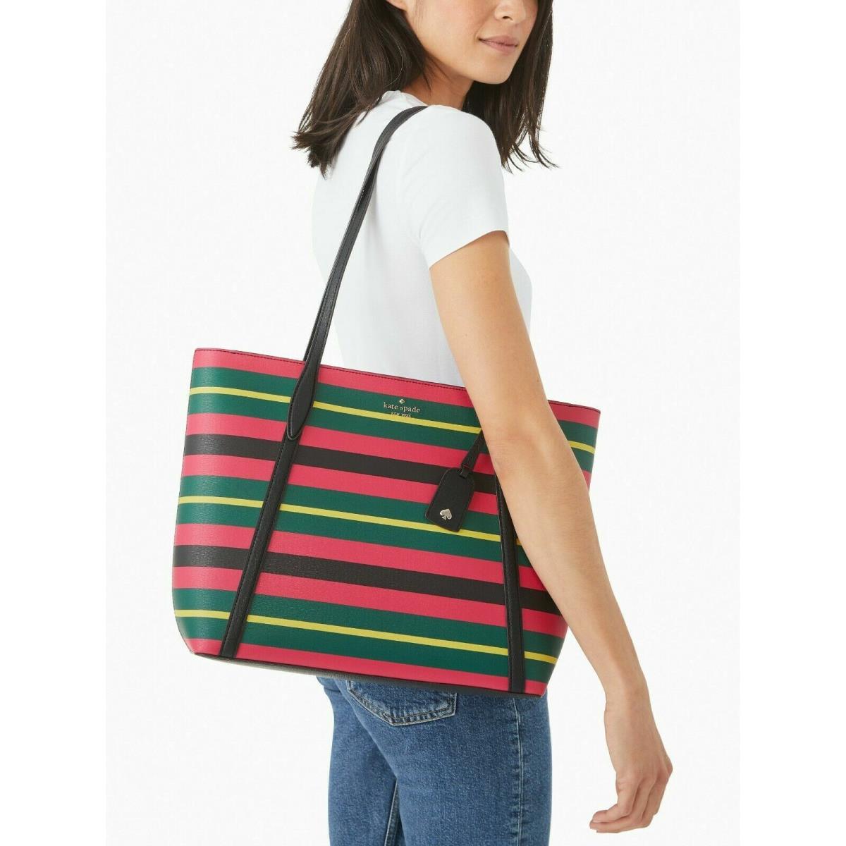 Kate Spade New York Cara Large Tote Shoulder Bag - Wrapping Paper Stripe