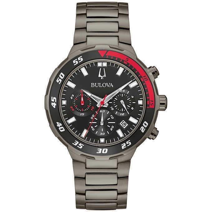 Bulova Men`s 98B365 Sport Chronograph Gun Metal Stainless Steel 100M Watch