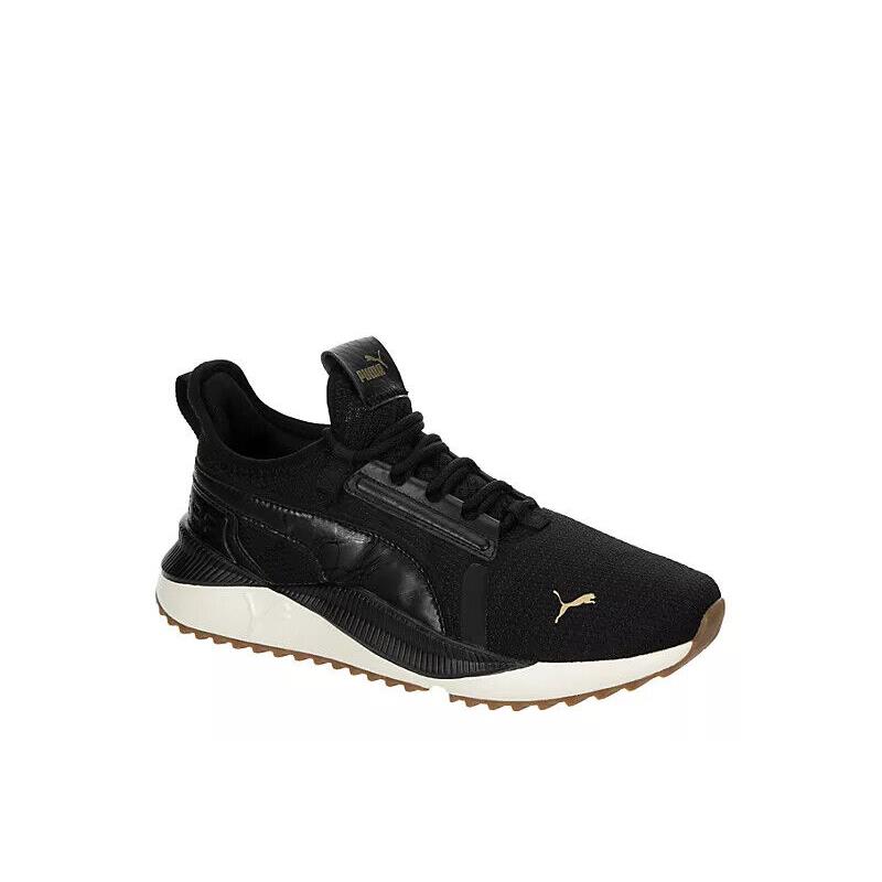 Puma Womens Pacer Future Casual Running Shoe Sneaker Black/Gold Logo