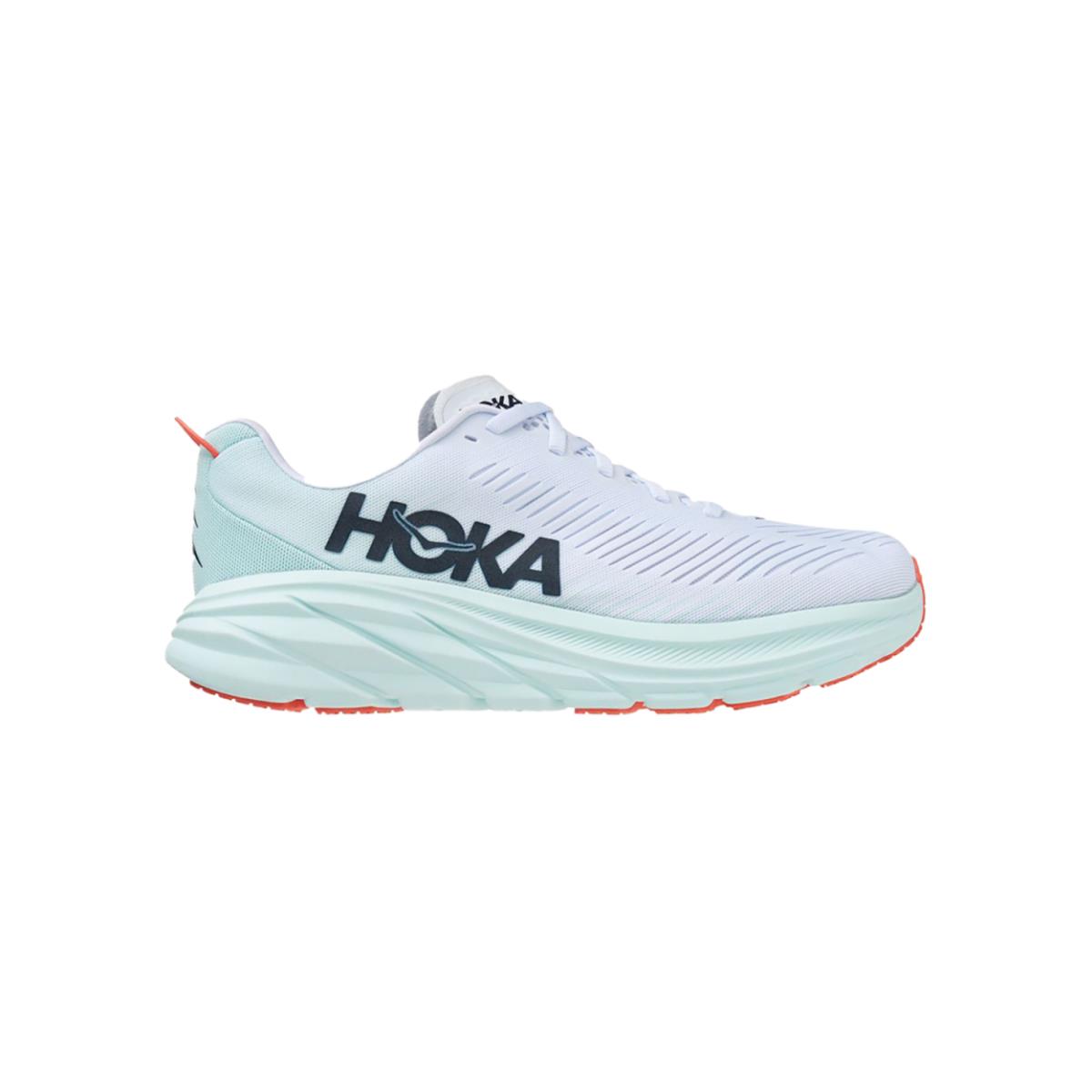 Womens Hoka Rincon 3 White Blue Glass Running Shoes