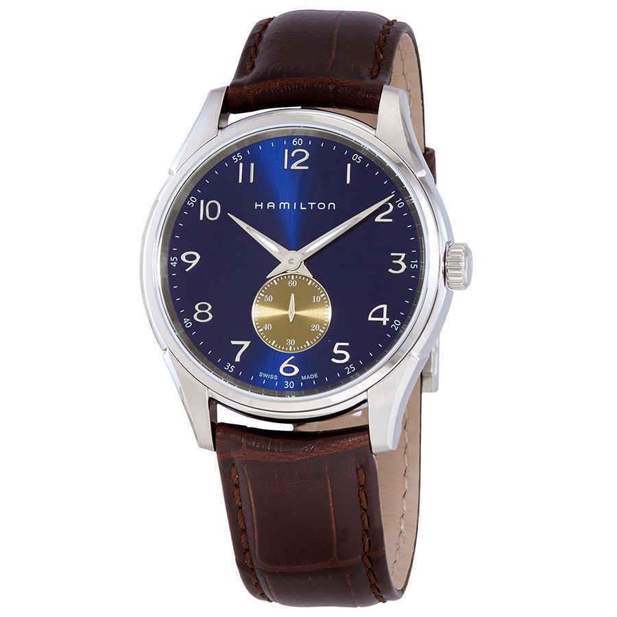 Hamilton Jazzmaster Thinline Quartz Blue Dial Men`s Watch H38411540 - Dial: Blue, Band: Brown, Bezel: Silver