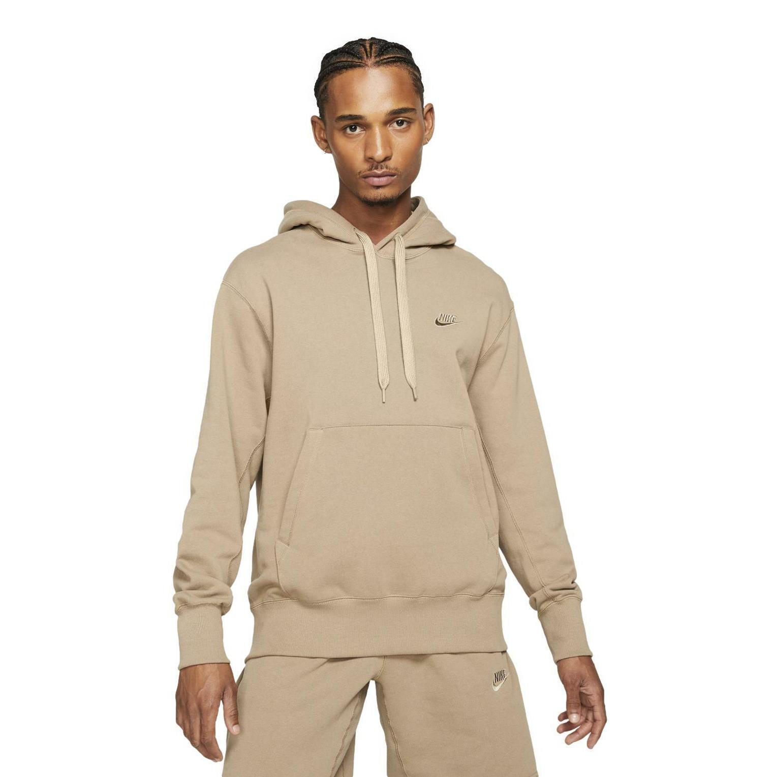 Nike Sportswear Men`s Classic Fleece Pullover Hoodie Sandalwood DA0023-208