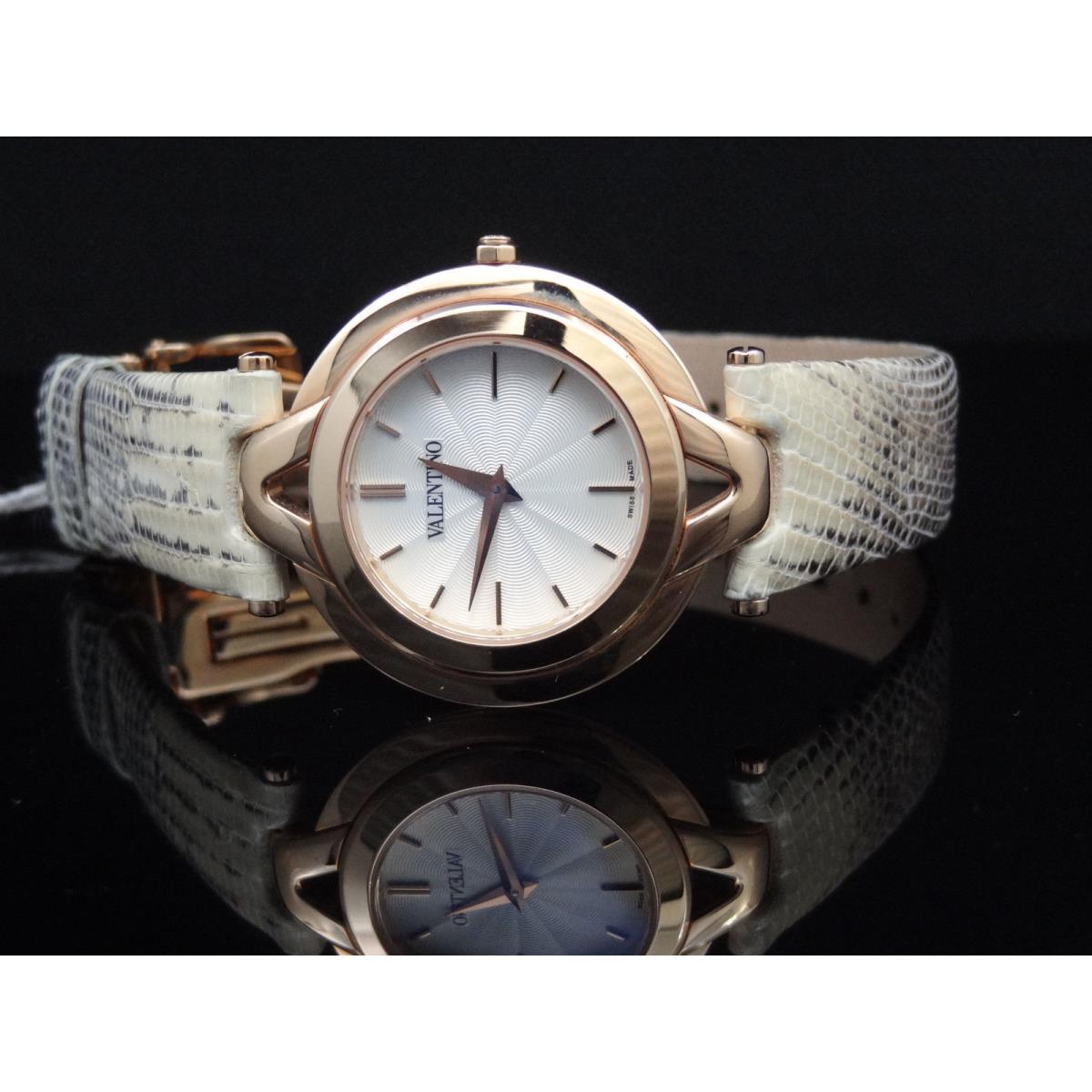 Valentino V38SBQ5002 Rose Gold V-collection Lizard Leather Band Women`s Watch