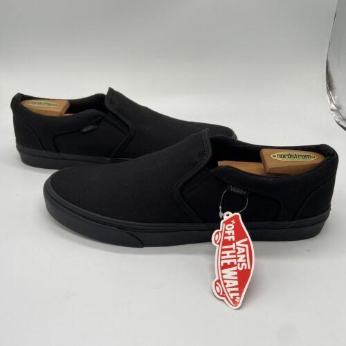 Vans Men`s Asher Black Canvas Slip On Skate Shoes - Assorted Sizes