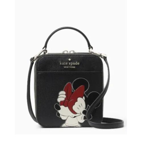 New Kate Spade x Disney Minnie Mouse Vanity K9530 Black Leather - Handle/Strap: Black, Hardware: Gold, Exterior: Black