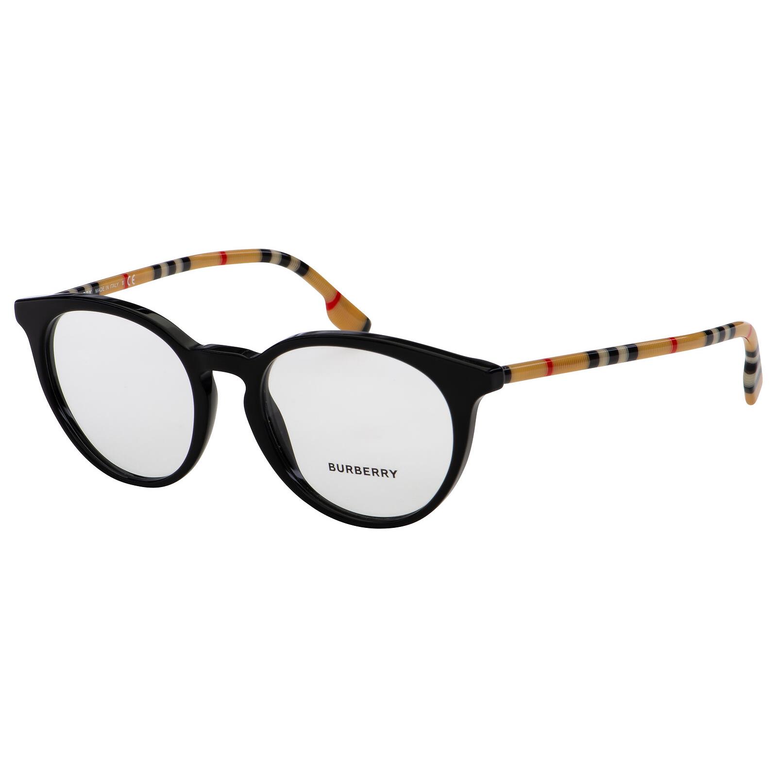 Burberry BE 2318 Chalcot 3853 Black/vintage Check Eyeglasses W/ Case 51-18 - Black/Vintage Check Frame, Clear, Ready for your RX Lens, 3853 Code