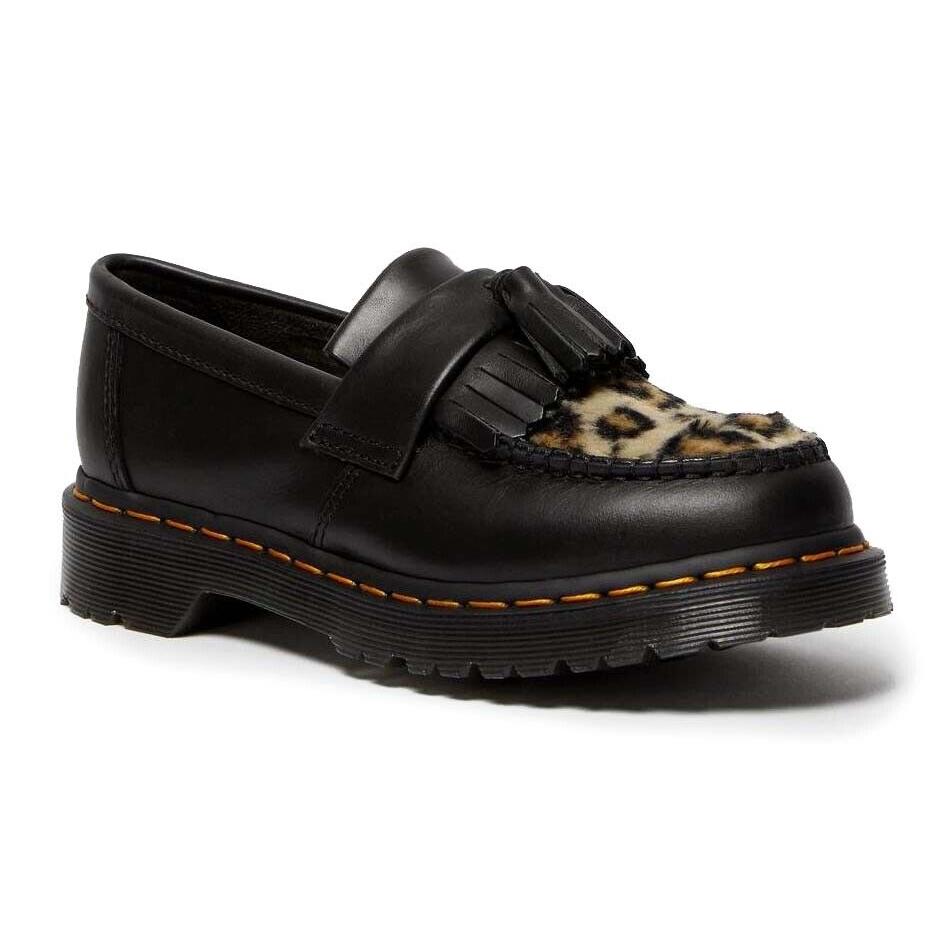 Dr Martens Women`s Shoes Adrian Leopard Faux Fut Tassel Loafer R26234021 Black