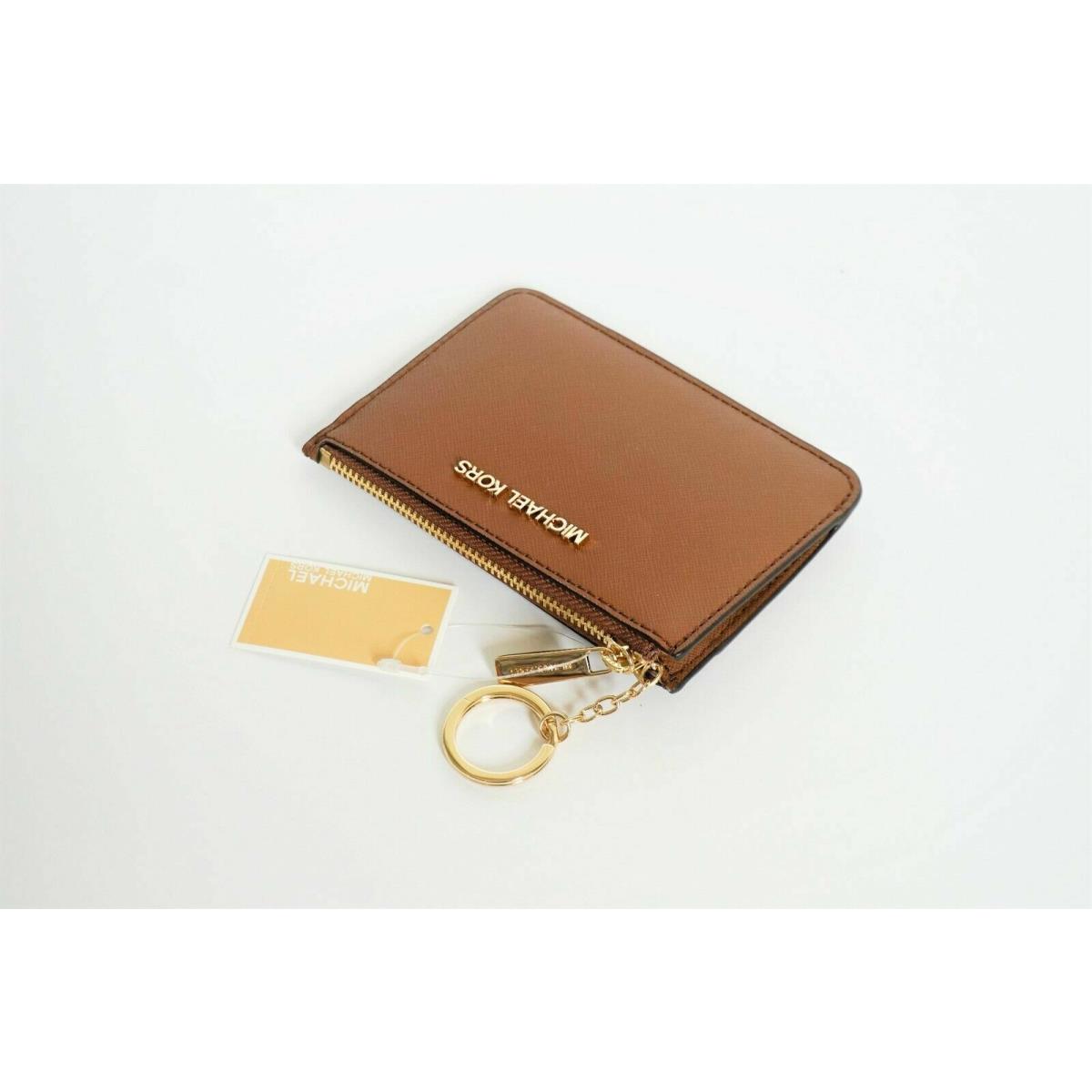 Michael Kors Jet Set Travel Coinpouch ID Holder Leather Wallet Brown Luggage