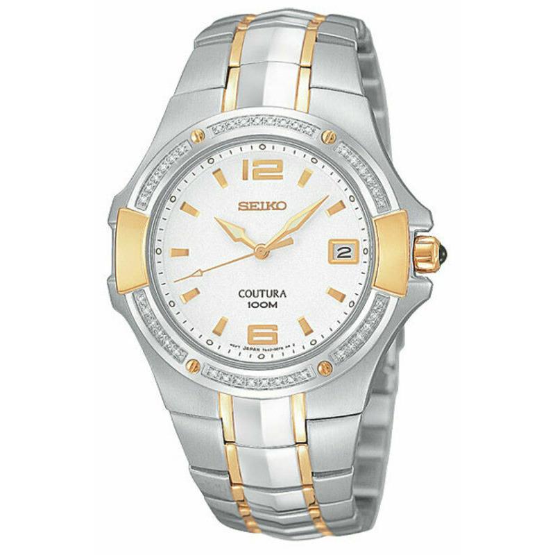 Seiko Coutura White Dial Date Two-tone Stainless Steel Men`s Watch SGED28