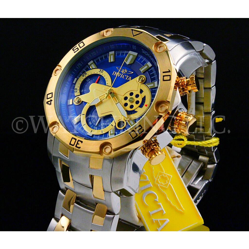 Invicta Men`s Pro Diver Scuba 3.0 Chrono Blue Dial 18 K Two Tone S.s Watch