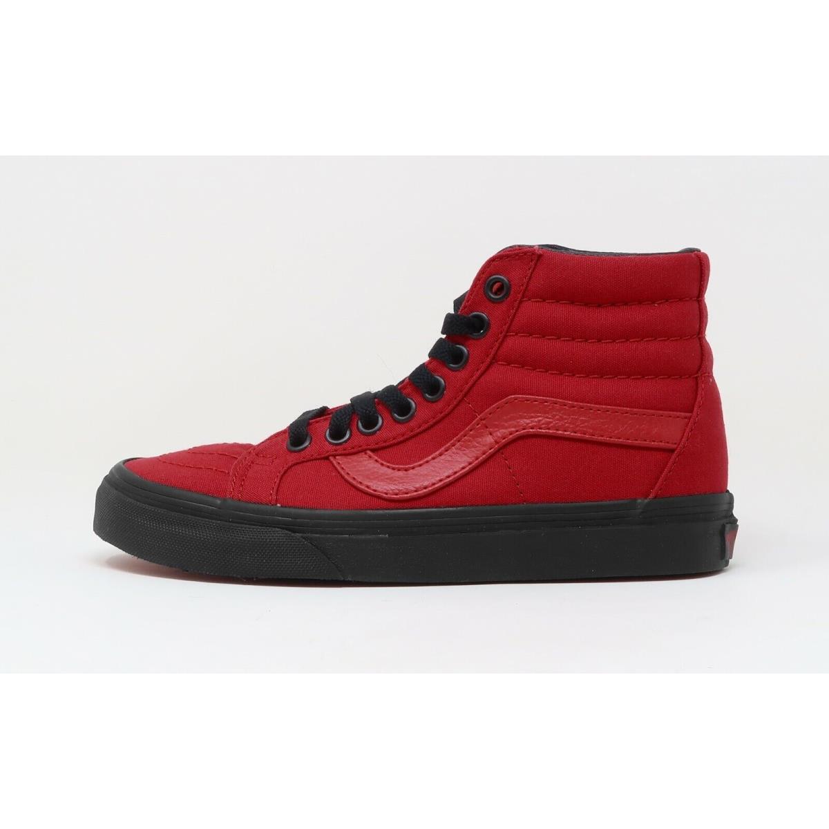 Vans SK8-Hi Reissue Black Outsole Racing Red Canvas Women Girls Shoes Sneakers