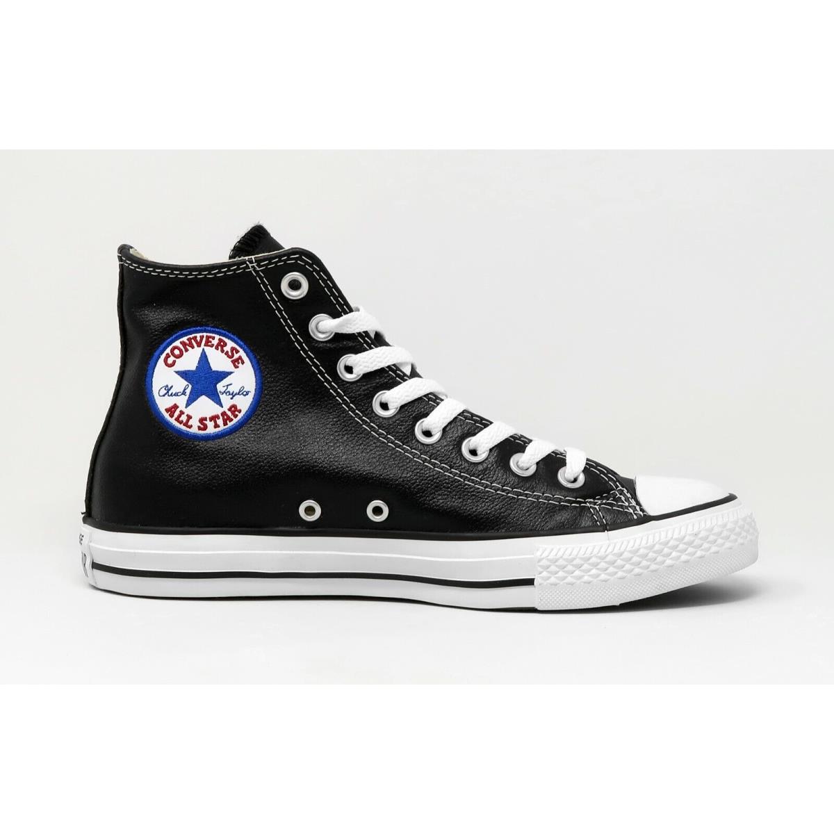 Converse All Star Hi Black Leather Shoes Men Women Sneakers