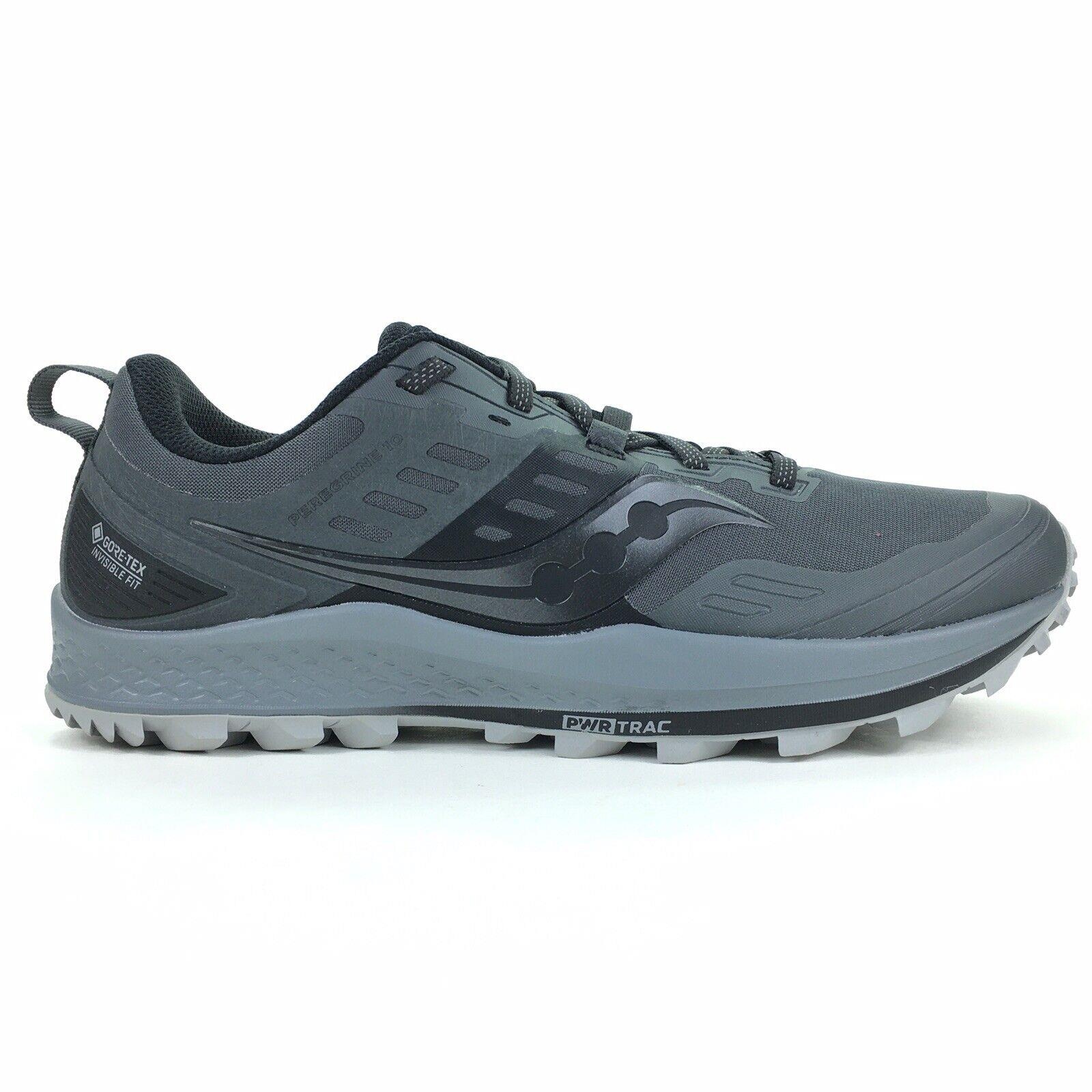 Saucony Peregrine 10 Gtx Mens Size 8 Athletic Trail Running Shoes Gray/black