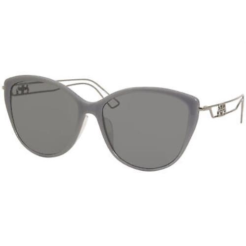Balenciaga BB0057SK 004 Sunglasses Women`s Grey-silver/grey Lenses Cat Eye 55mm