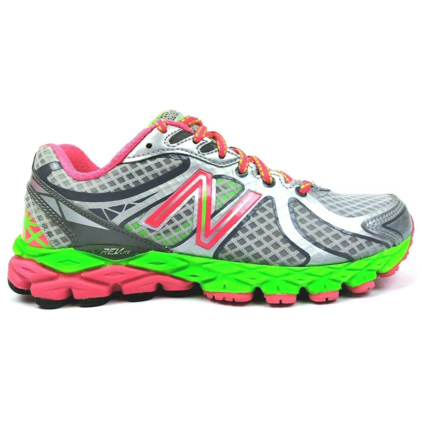 Balance Women`s 870v3 Lace Up Running Shoes Grey Pink Green Size 6 B Medium