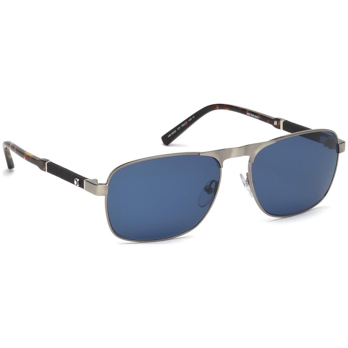 Montblanc Sunglasses MB 655S 12V Shiny Dark Ruthenium /blue 59mm NO Case