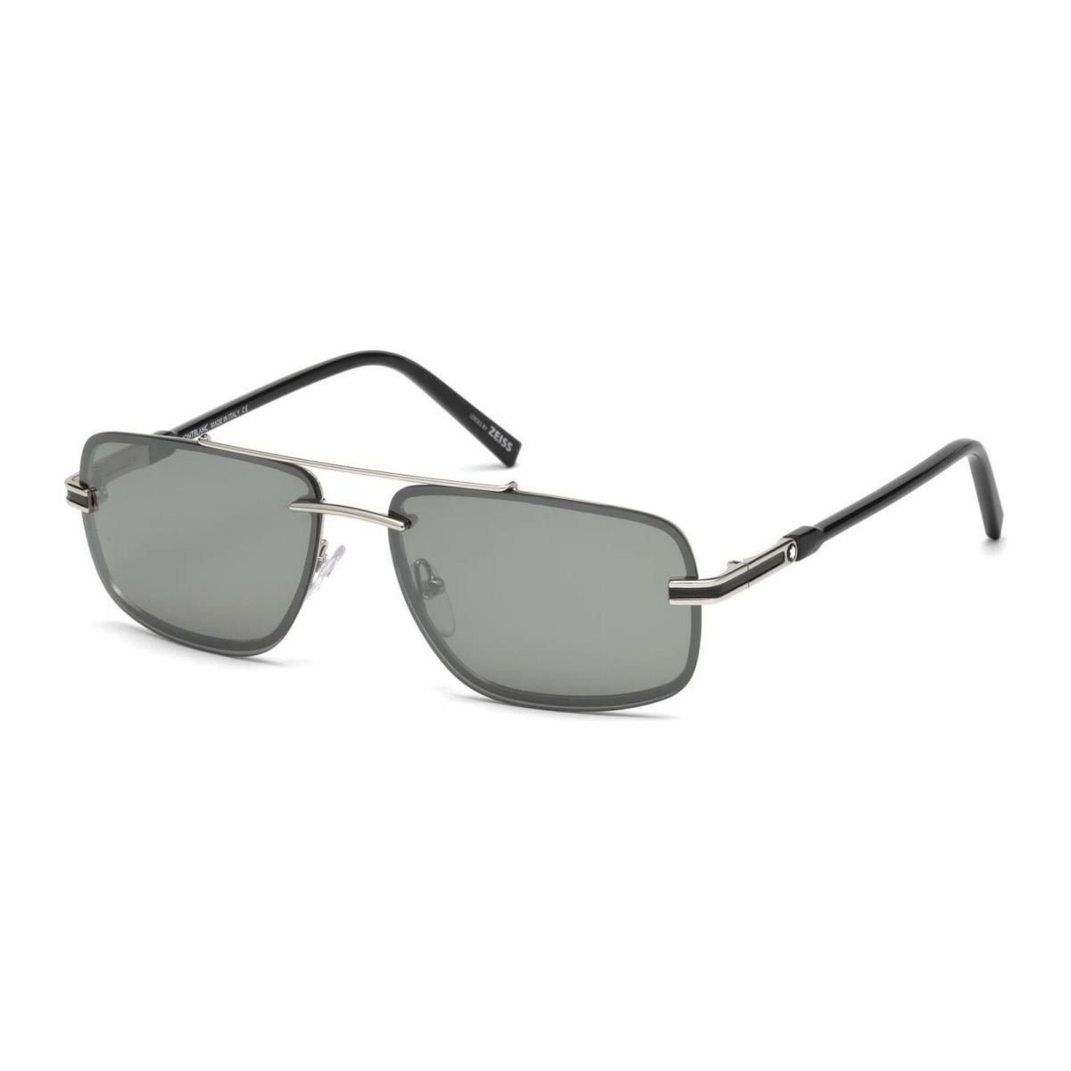 Montblanc Sunglasses MB 658S 16C Shiny Palladium / Mirror Smoke 59mm NO Case