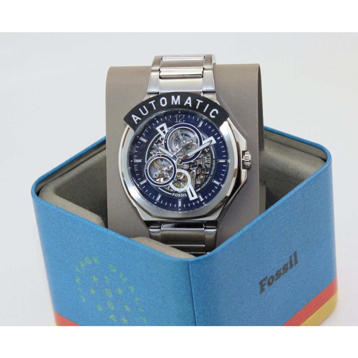 Automatic Fossil Evanston Silver Blue BQ2620 Men`s Watch