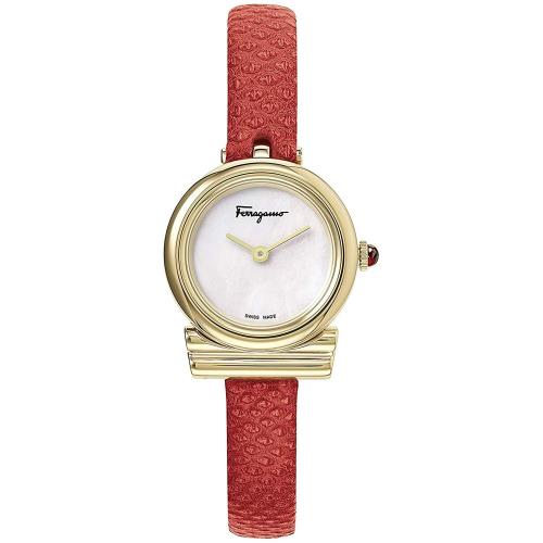 Salvatore Ferragamo watch  - White Mother of Pearl Dial, Red Band