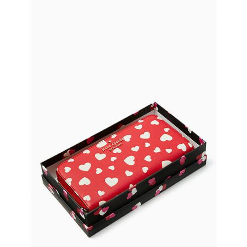 Kate Spade Boxed Staci Heart Pop Print Large Continental Wallet - Red/Multi