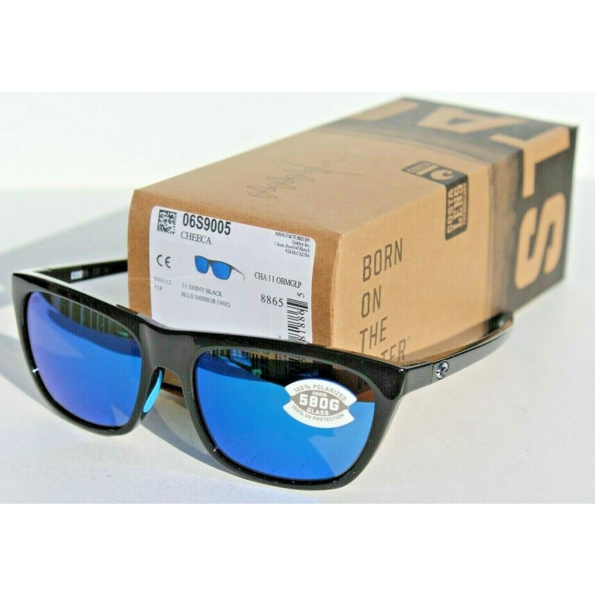 Costa Del Mar Cheeca Polarized Sunglasses Shiny Black/blue Mirror 580G Womens