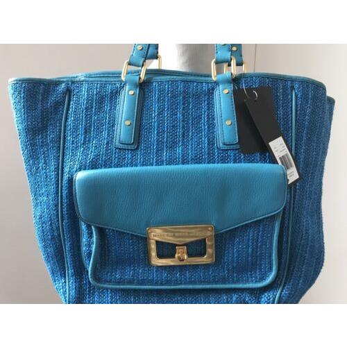 Marc by Marc Jacobs Hayley Straw Tote Purse Shoulder Bag Handbag Blue