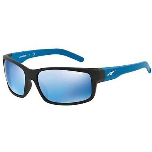 Arnette AN4202 Fastball Rectangular Sunglasses Fuzzy Black/blue Mirror 62 mm