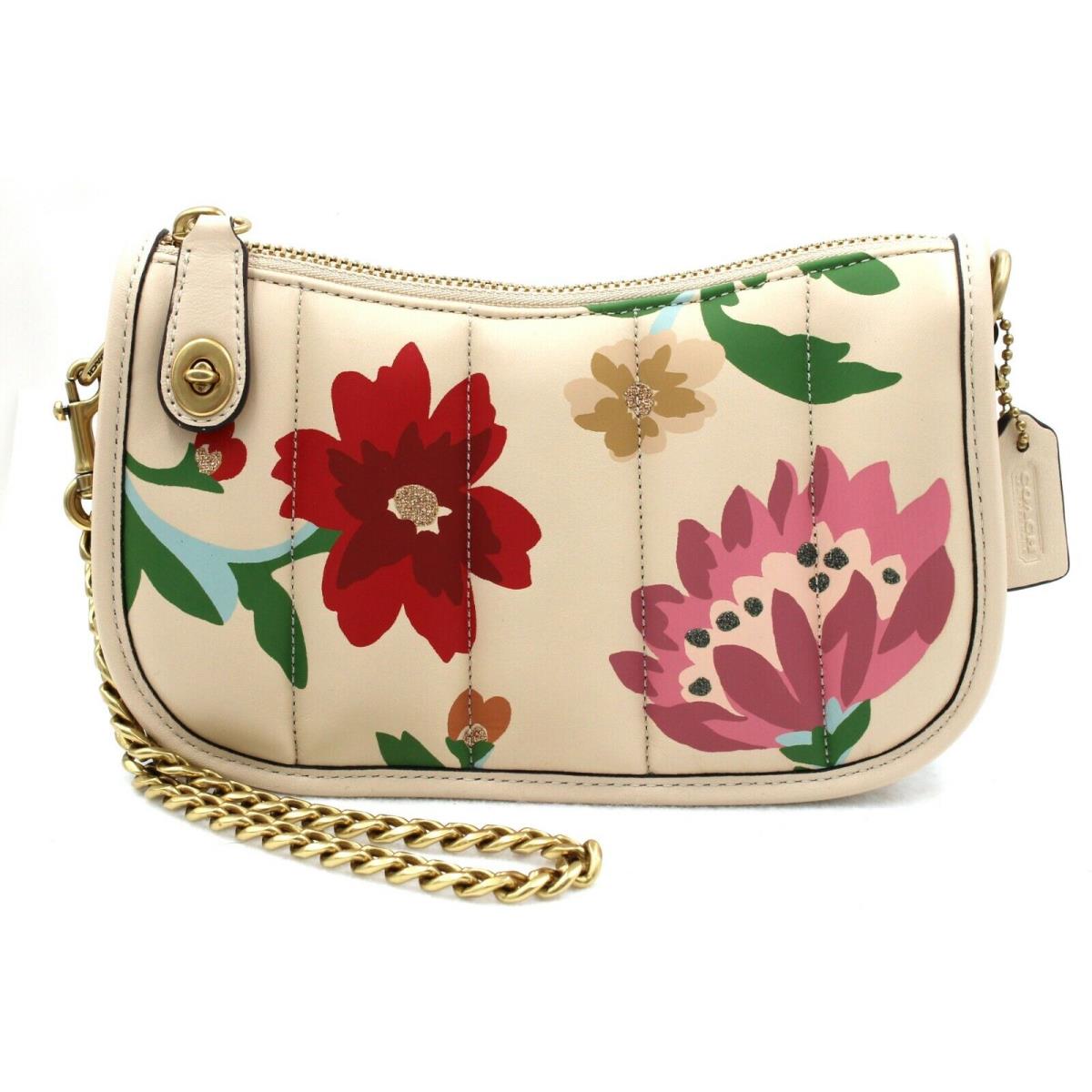 Coach Floral Quilted Swinger 20 Handbag Clutch Leather C7208