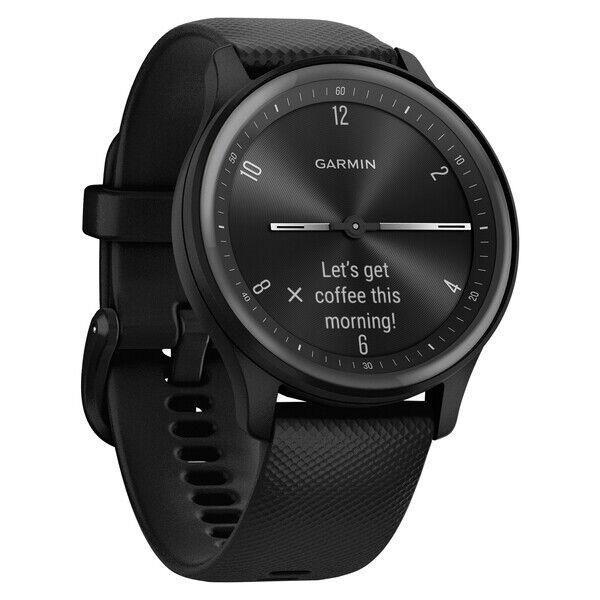 Garmin 010-02566-00 Vivomove Sport Smartwatch with Silicone Band Black Case - Black