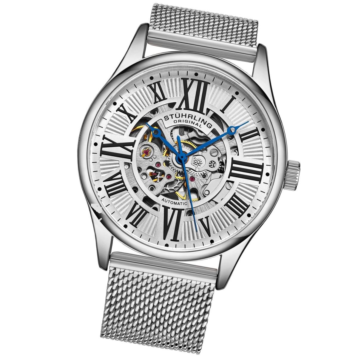 Stuhrling 3942M 1 Automatic Skeleton Stainless Steel Mesh Mens Watch