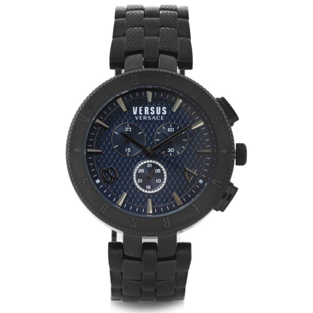 Versus by Versace S76200017 Blue Dial Black IP Stainless Chronograph Men`s Watch