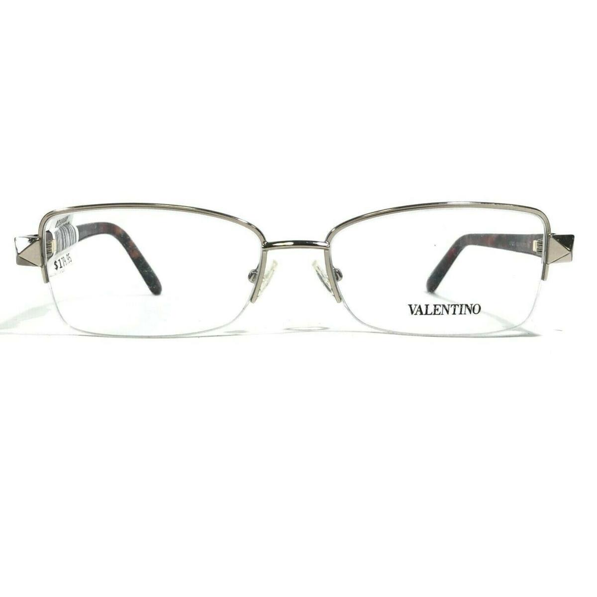 Valentino V2123 713 Eyeglasses Frames Red Tortoise Silver Half Rim 53-16-135