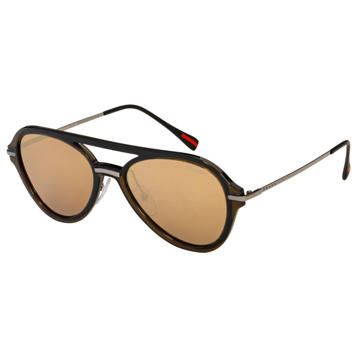 Prada SPS05T Sunglasses Brown W/brown Gold Mirror Lens 5N9HD0 PS05TS Sps 05T