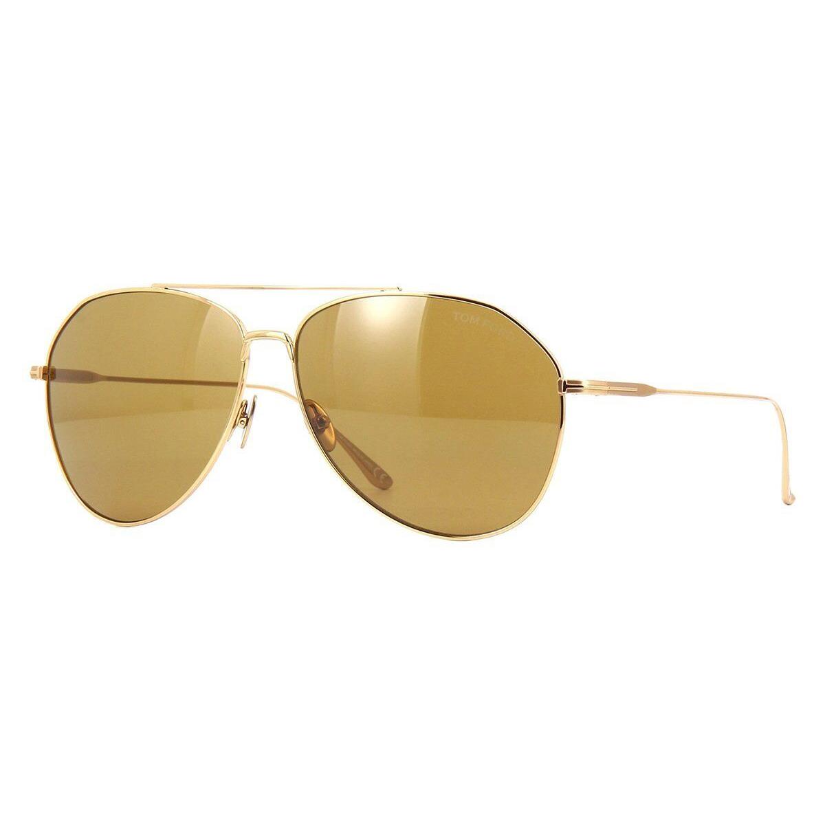 Tom Ford Cyrus FT0747 30E Sunglasses Gold Frame Brown Lenses 62mm