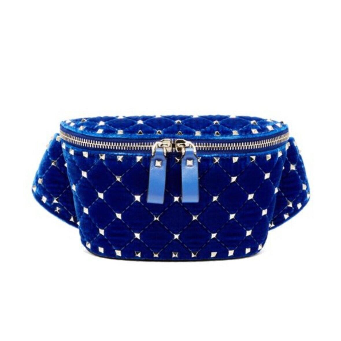 Valentino Rockstud Leather Belt Bag Blue Size 85 Fannypack Designer
