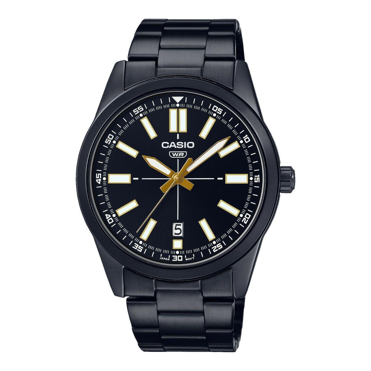 Casio MTP-VD02B-1E Men`s Black IP Stainless Steel Black Dial 3-Hand Analog Watch