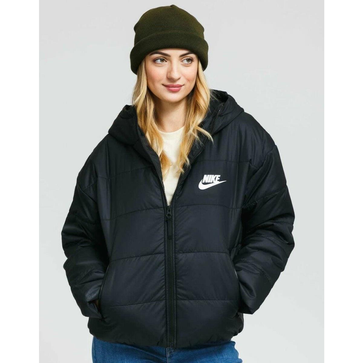 Nike Women`s Sportswear Synthetic Fill Coat Jacket Black CZ1466-010 Size Small