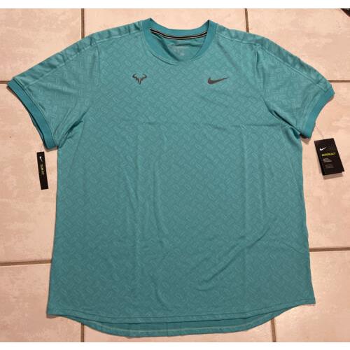 Nike Court Aeroreact Rafael Nadal Tennis Shirt Hyper Jade AT4182-317 Men s 2XL