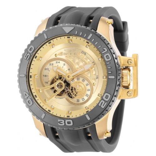 Invicta Pro Diver Scuba Automatic Men`s 50mm Diamond Dial Gold Gray Watch 36112 - Dial: , Band: Gray, Bezel: Gray