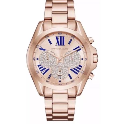Michael Kors MK6321 Bradshaw Chronograph Rose Gold Steel Bracelet Watch - Pink Dial, Gold Band