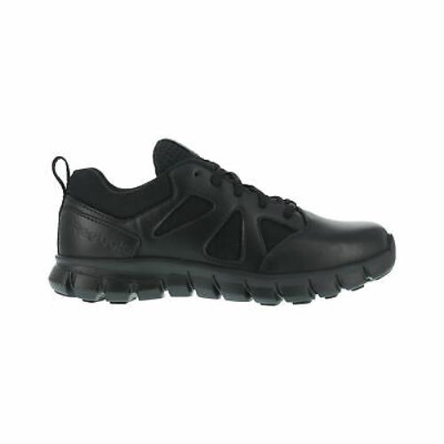 Reebok Mens Black Leather Work Shoes Soft Toe Oxfords
