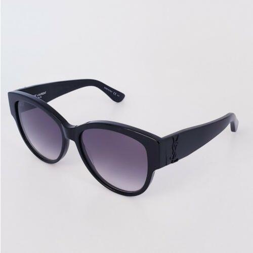 Saint Laurent Ysl SLM3 001 Shiny Black Black Logo 55 mm Women`s Sunglasses