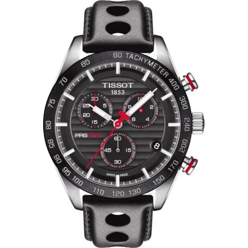 Tissot Prs 516 Chronograph Black Carbon Dial Men`s Watch T100.417.16.051.00 - Dial: Black, Band: Black, Bezel: Black