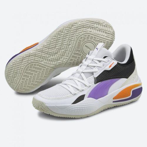 Size 12 Puma Court Rider I White Prism Violet Men Basketball Shoes 195634-02