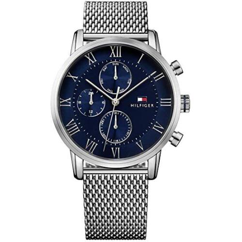 Tommy Hilfiger Multifunction Stainless Steel Mesh Band Men s Watch - 1791398 - Blue Dial, Silver Band