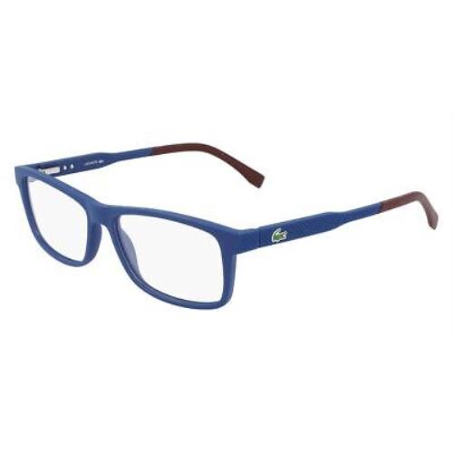 Lacoste L2876 Eyeglasses Men Blue Matte Rectangle 55mm