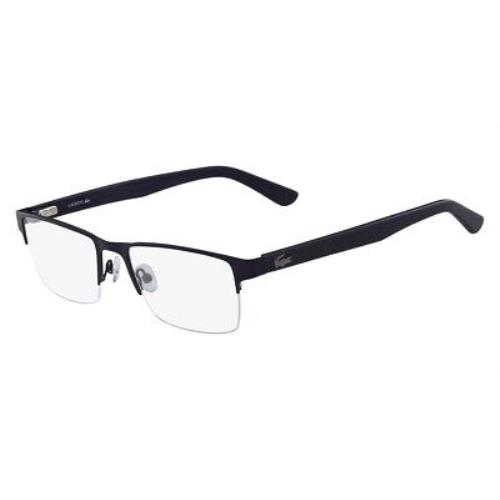 Lacoste L2237 Eyeglasses Men Matte Blue Rectangle 53mm