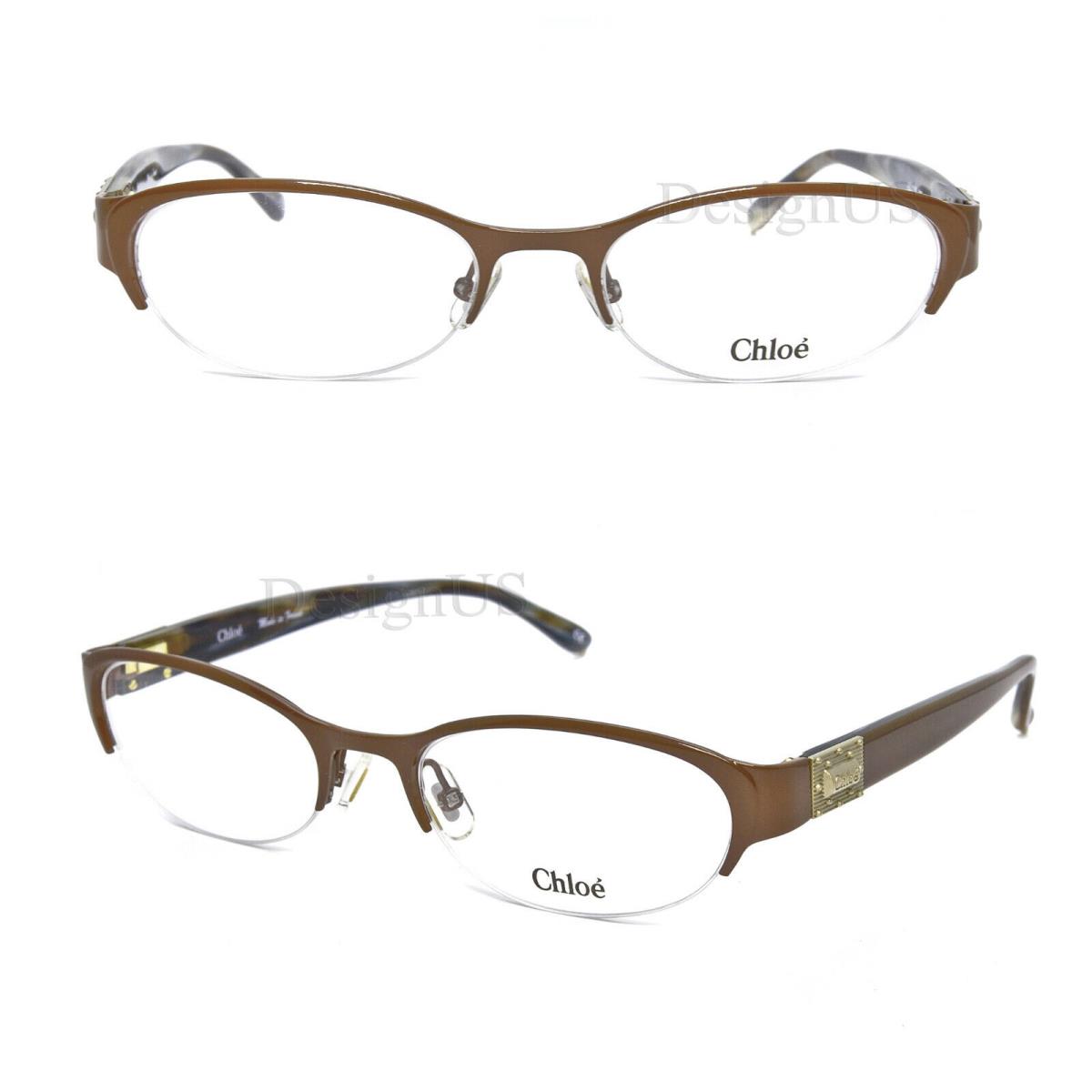 Chloe CL1222 C02 Brown 52/18/135 Half Rimless Eyeglasses Made in France - Frame: C02 (Brown)
